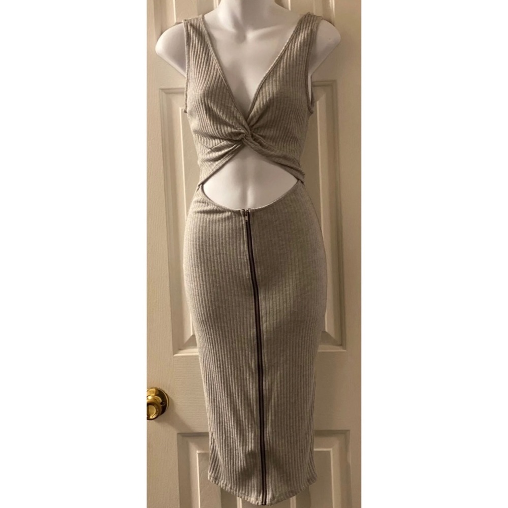Gray Open Belly Tank Dress
